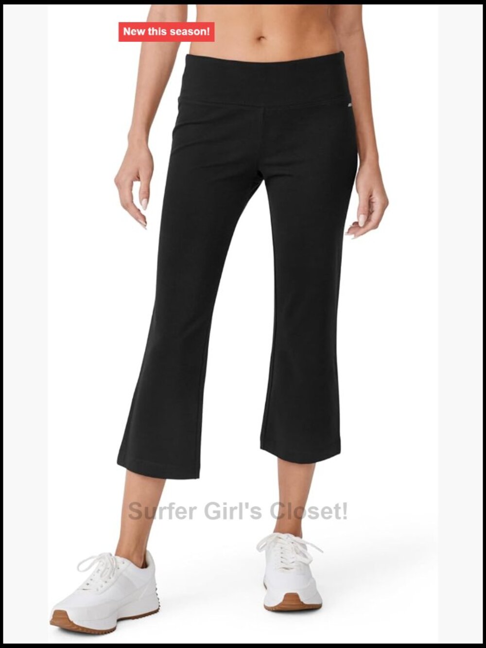 Cotton Spandex Slim Flare Capri Yoga Pants, Pull On Style